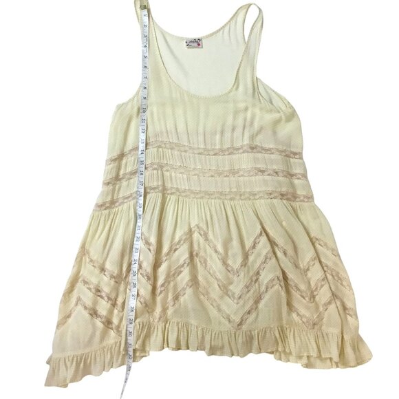 INTIMATELY FREE PEOPLE Women Trapeze Slip Dress Cream Lace Swing Tunic S - Picture 4 of 6